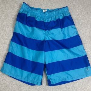 OP Long Swim Trunks Shorts Swimsuit Blue‎ Thick Stripe Youth XXL 18 Swimwear